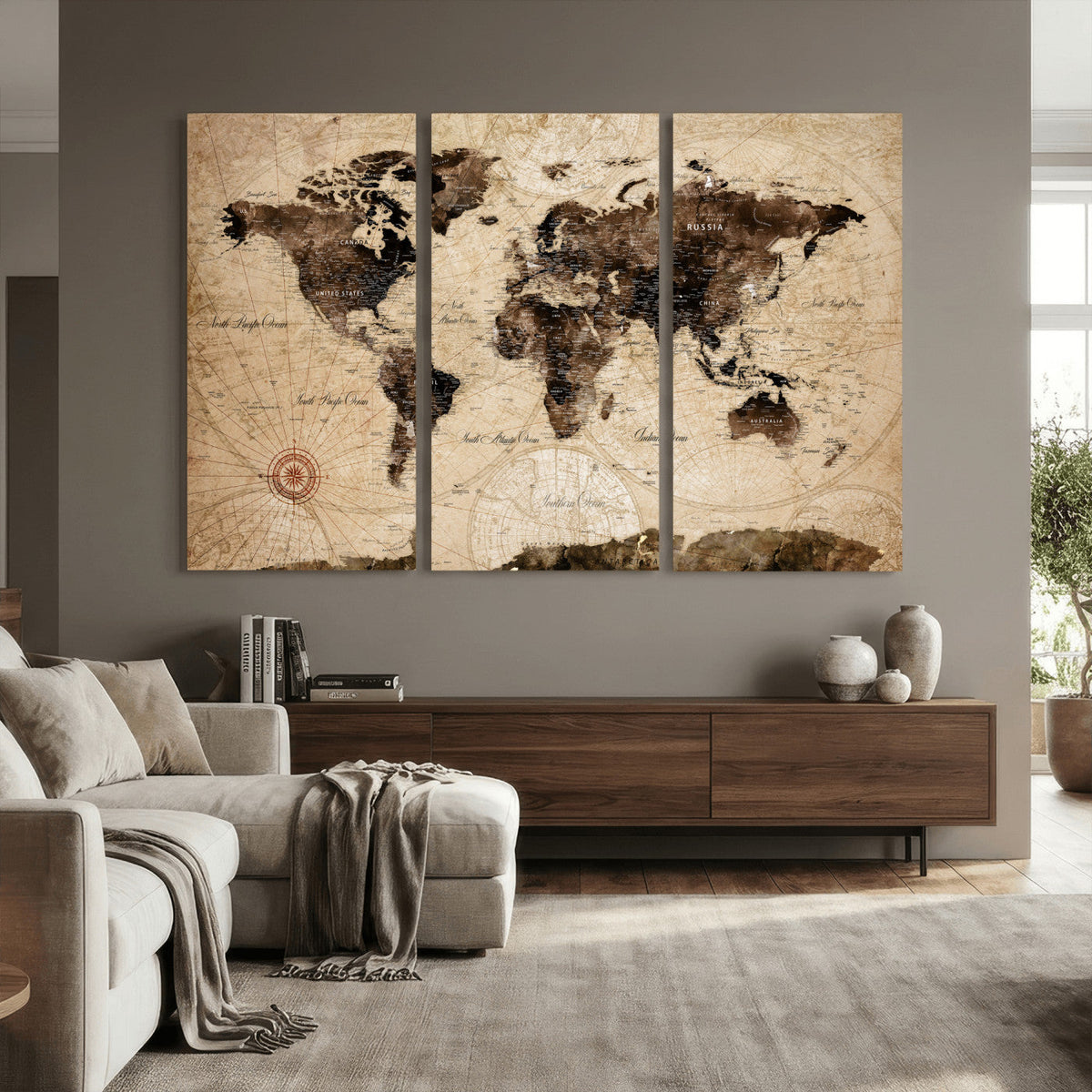 World Map Wall Art Canvas Print