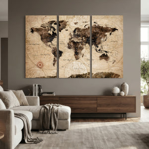 World Map Wall Art Canvas Print