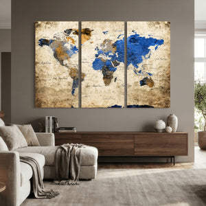 World Map Canvas Print – Colorful Abstract Travel Map,