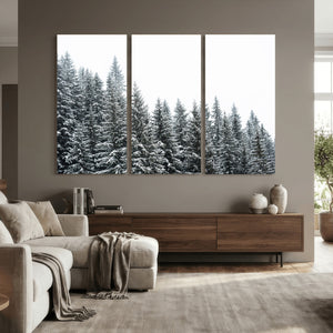 Misty Mountain Forest Canvas Print, Foggy Pine Trees Nature