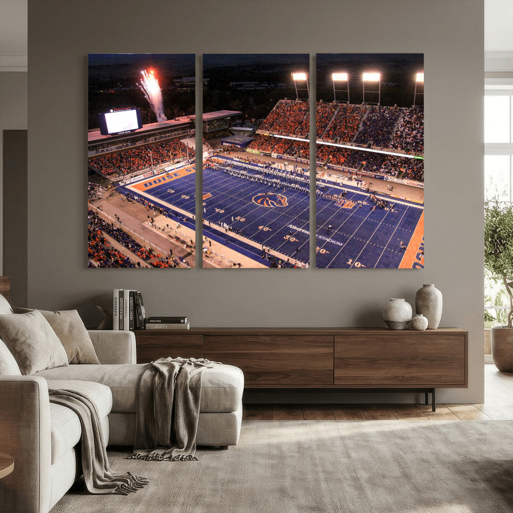 Boise State Stadium Large Wall Art Canvas Print for Living