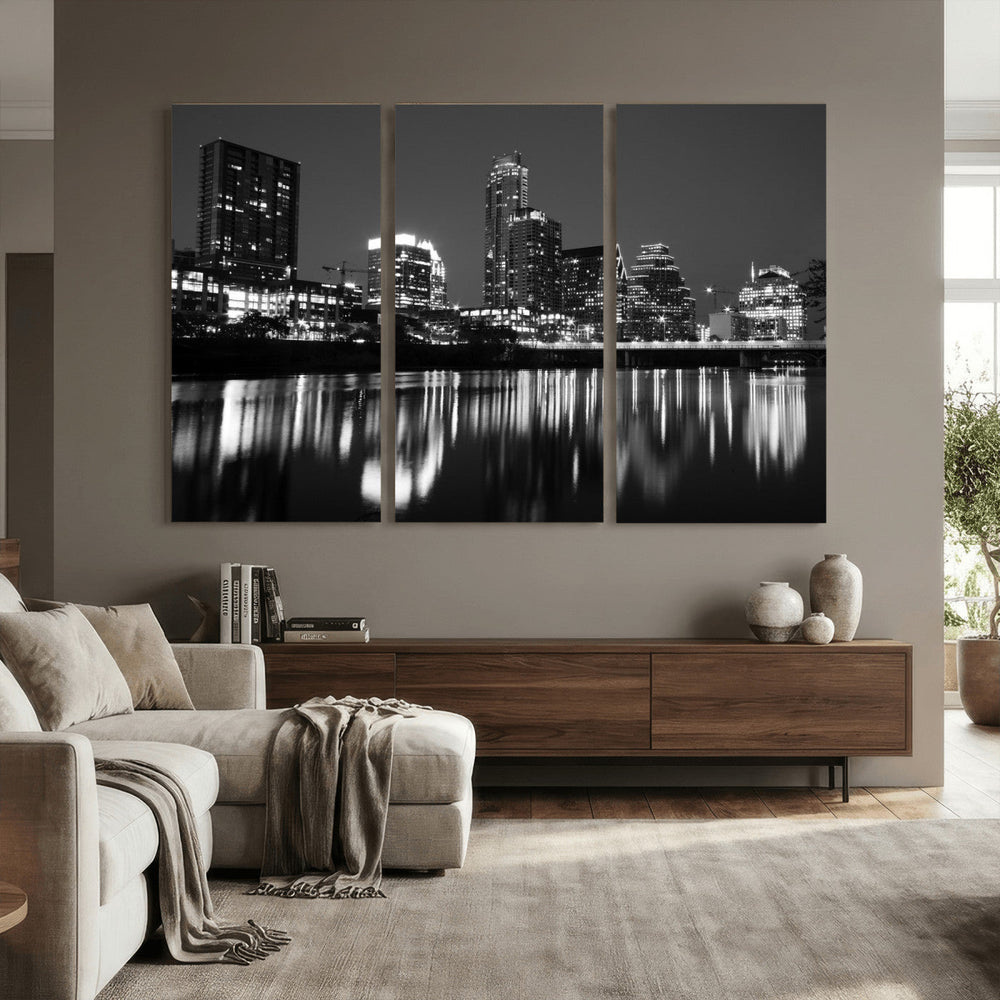 Austin Skyline Wall Art Canvas Print, Austin Downtown Night