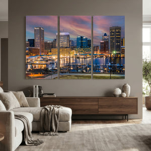 Baltimore Skyline Wall Art Canvas Print, Baltimore Downtown