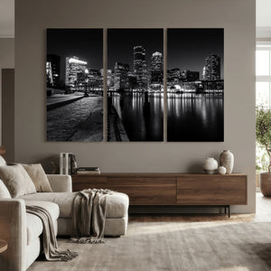 Boston Wall Art Canvas Print, Boston City Downtown Night
