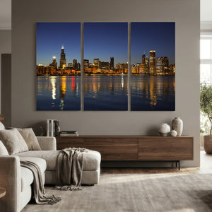 Chicago Wall Art Canvas Print - Chicago City Downtown Night