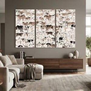 Abstract Texas Cow Canvas Print for Cabin and Western Home