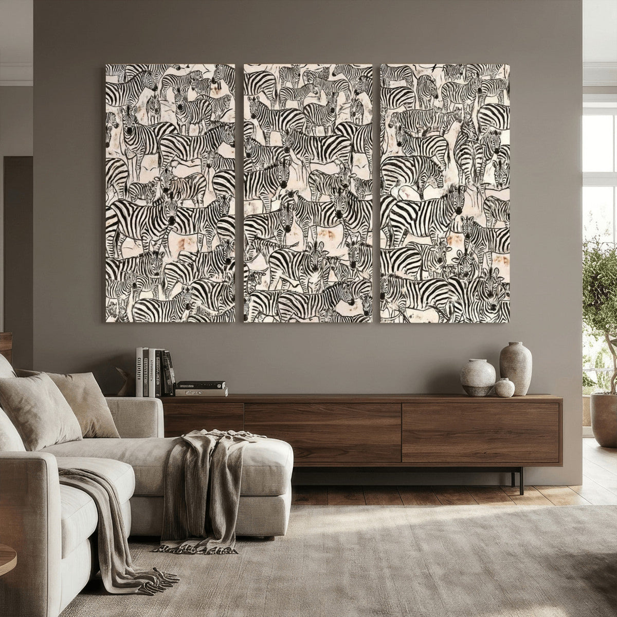 Abstract Zebra Wall Art Canvas Print for Farmhouse Decor