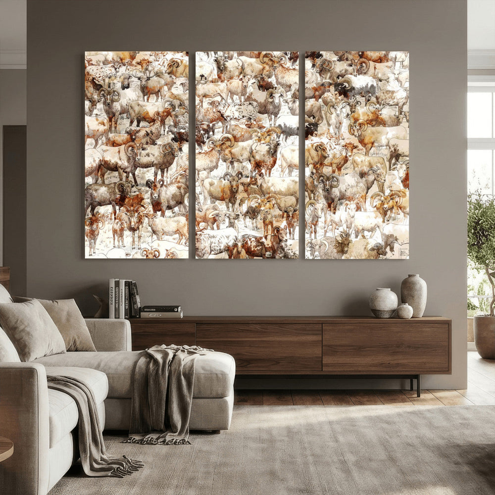 Farmhouse Bighorn Sheep Wall Art Canvas Print - Abstract