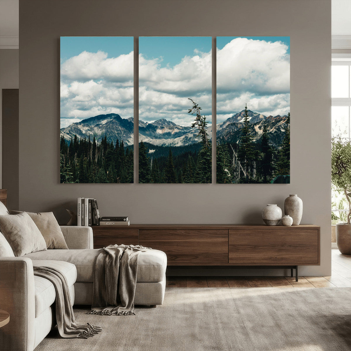 Mountain Forest Wall Art Canvas Print, Alpine Pine Tree
