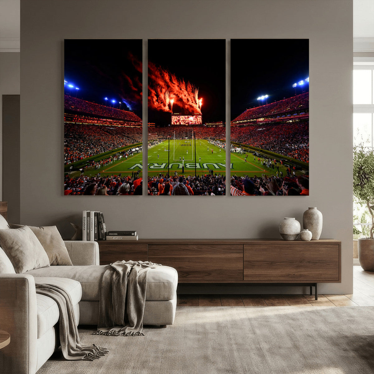 Auburn Stadium Wall Art Canvas Print, College Football Night