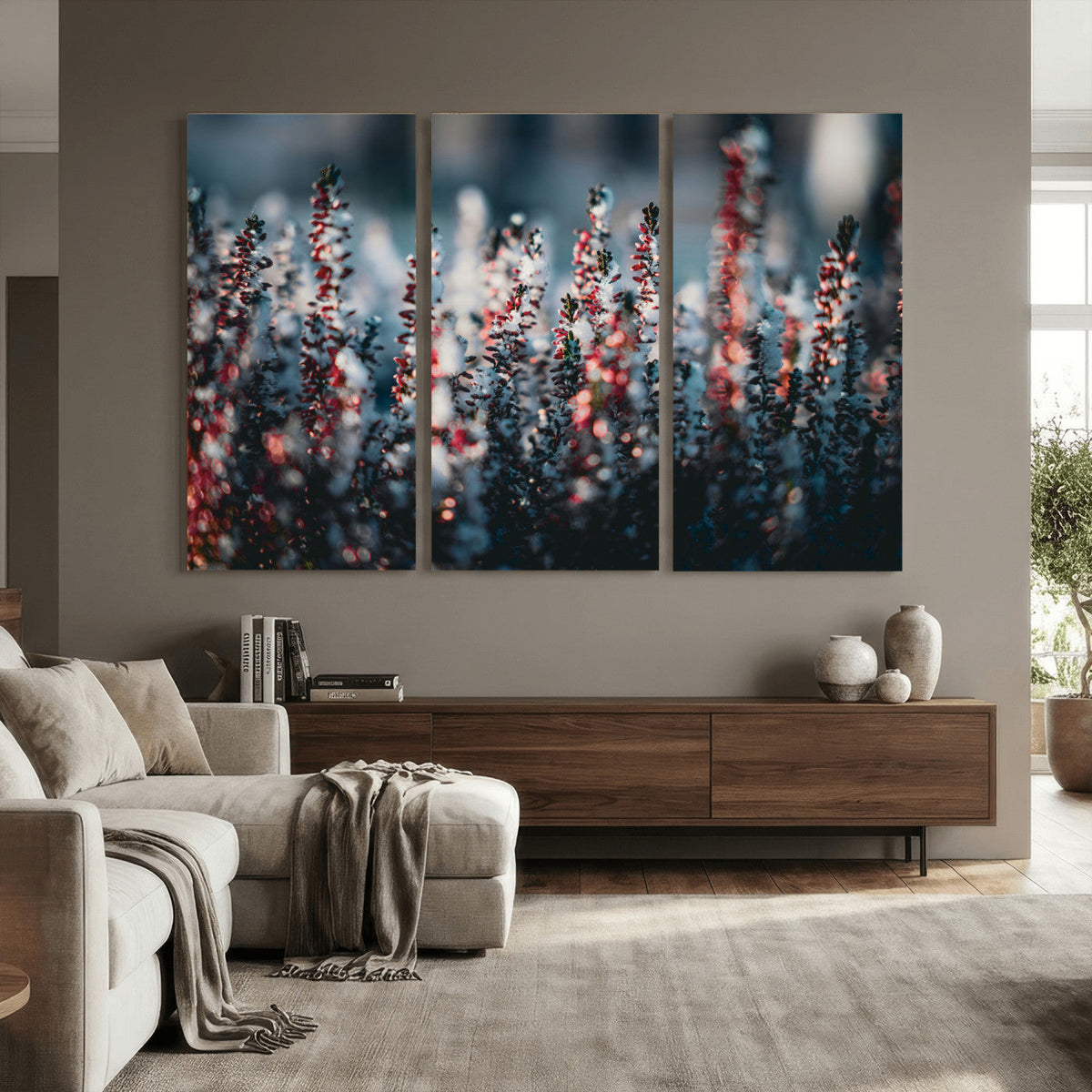 Winter Heather Wall Art Canvas Print, Frosted Floral Nature