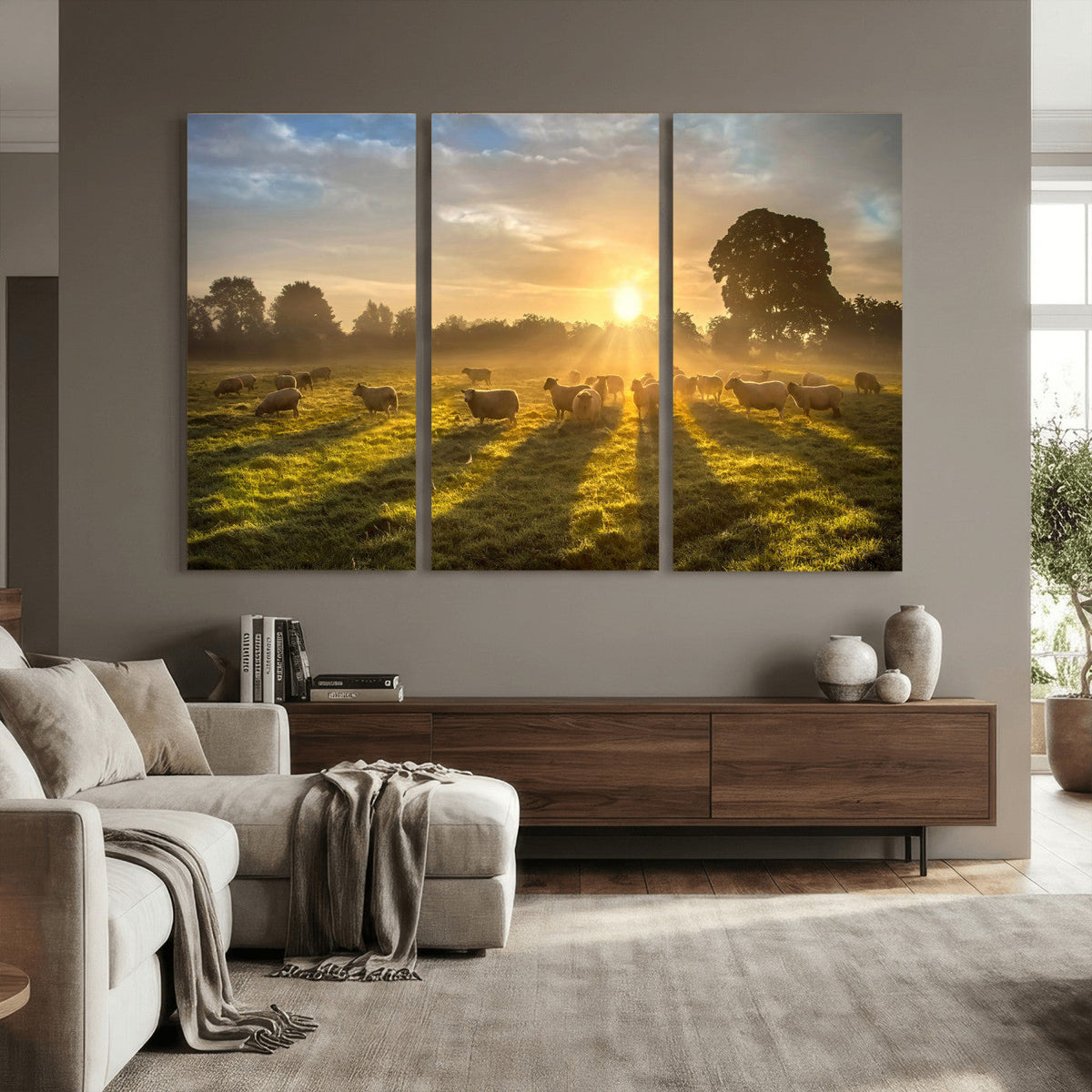 Sheep Wall Art Canvas Print – Rural Farm Animal Artwork