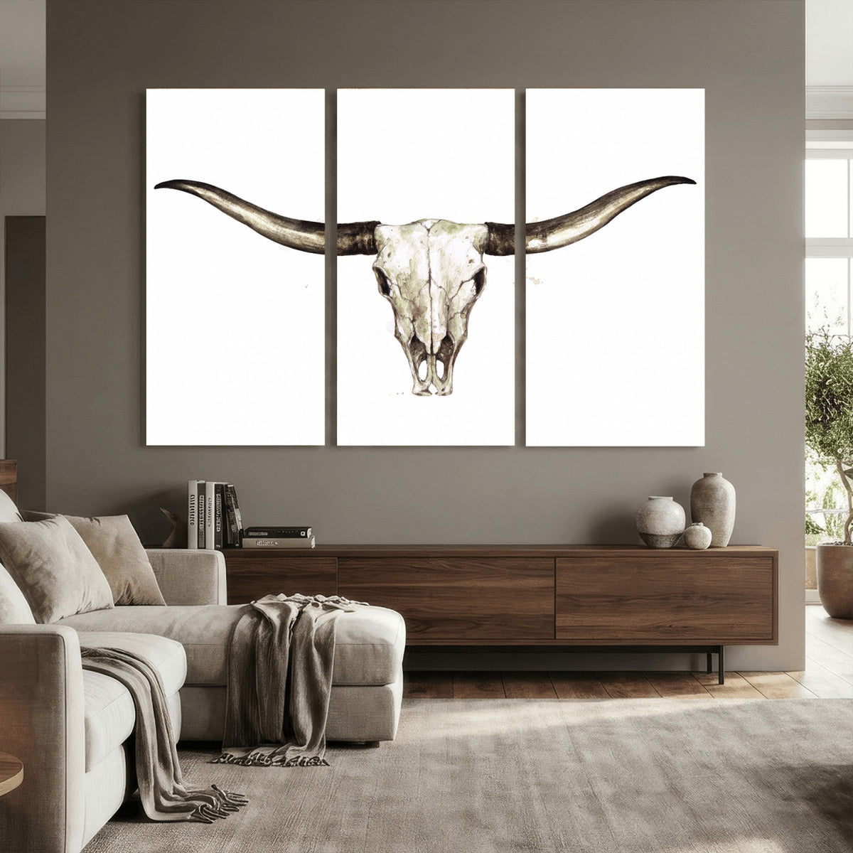 Longhorn Skull Wall Art Canvas Print – Rustic Western
