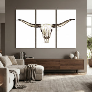 Longhorn Skull Wall Art Canvas Print – Rustic Western