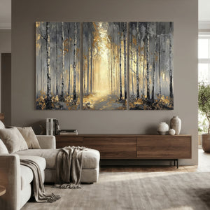 Abstract Birch Forest Wall Art Canvas Print – Modern Neutral