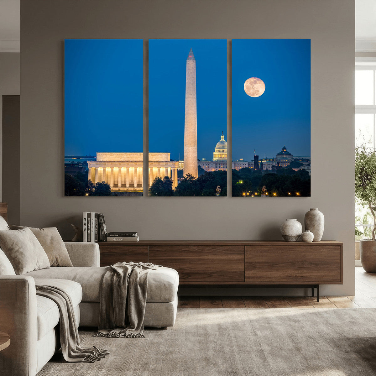 Washington DC Skyline Wall Art Canvas Print – Lincoln