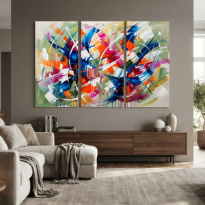 Geometric Abstract Wall Art Canvas Print, Orange Blue