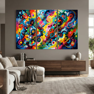Geometric Abstract Wall Art Canvas Print, Bold Color
