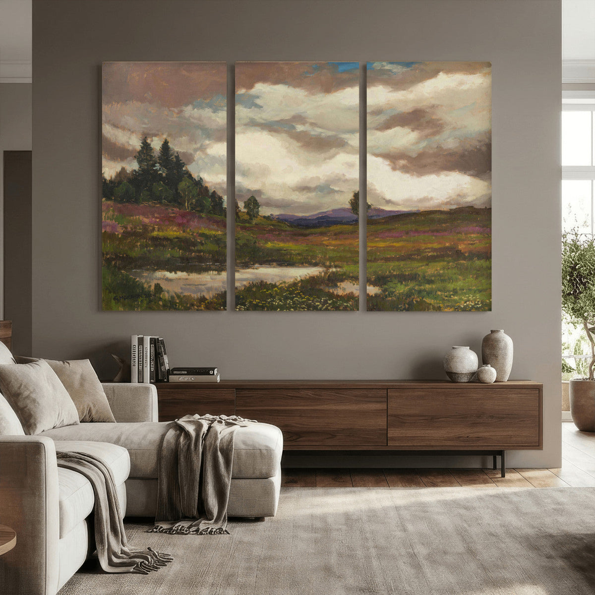 Gustav Macoun Heathland Canvas Print, Czech Landscape Oil