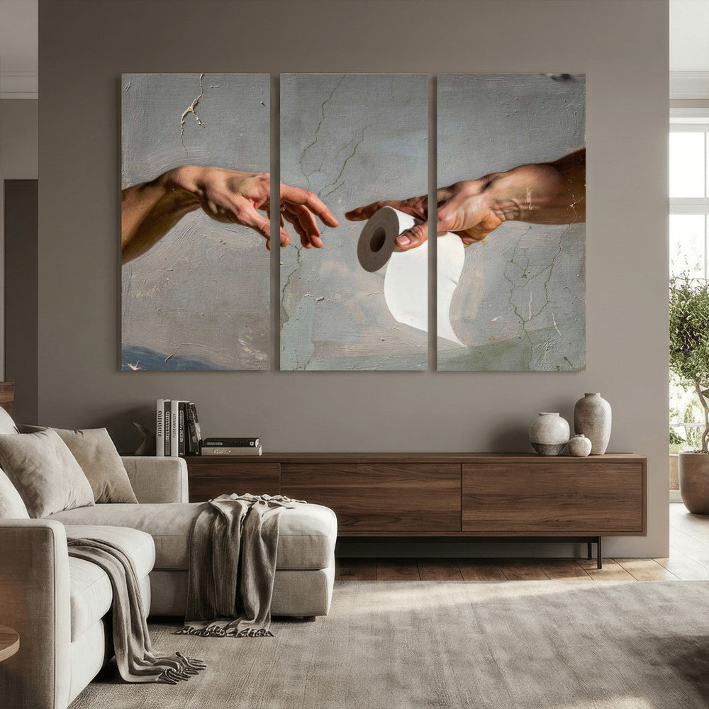 Funny Bathroom Wall Art Canvas, Creation of Toilet Paper