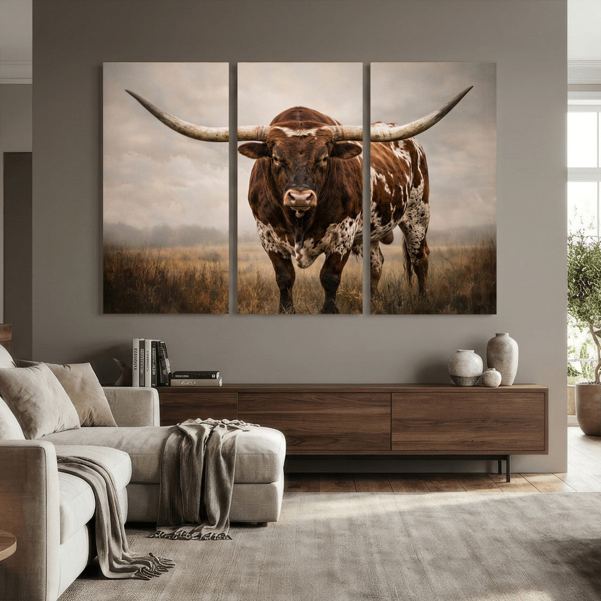 Texas Longhorn Canvas Wall Art Western Bull Desert Moody