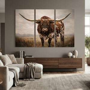 Texas Longhorn Canvas Wall Art Western Bull Desert Moody