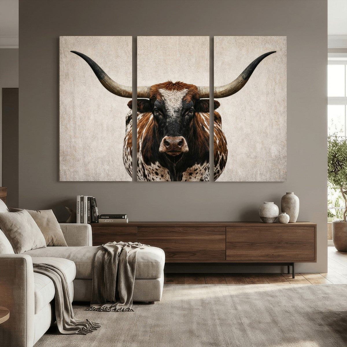 Texas Longhorn Canvas Wall Art Western Bull Desert Moody