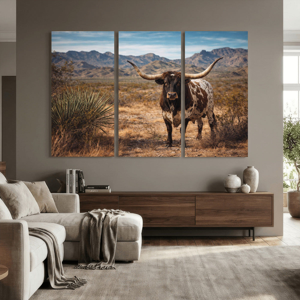Texas Longhorn Canvas Wall Art Western Bull Desert Moody