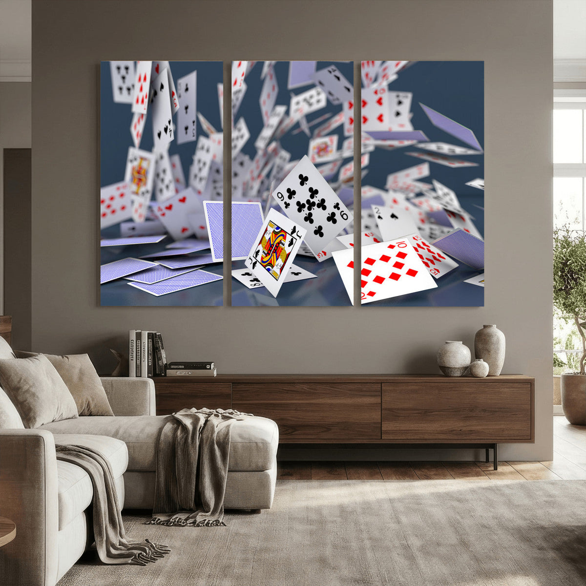 Playing Cards Canvas Wall Art | Casino Game Room Decor,