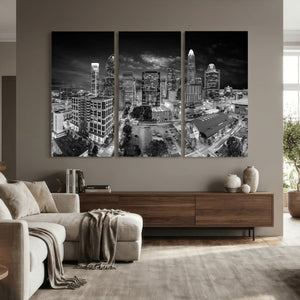 Charlotte Skyline Canvas Wall Art Print – North Carolina Cityscape Photography Print