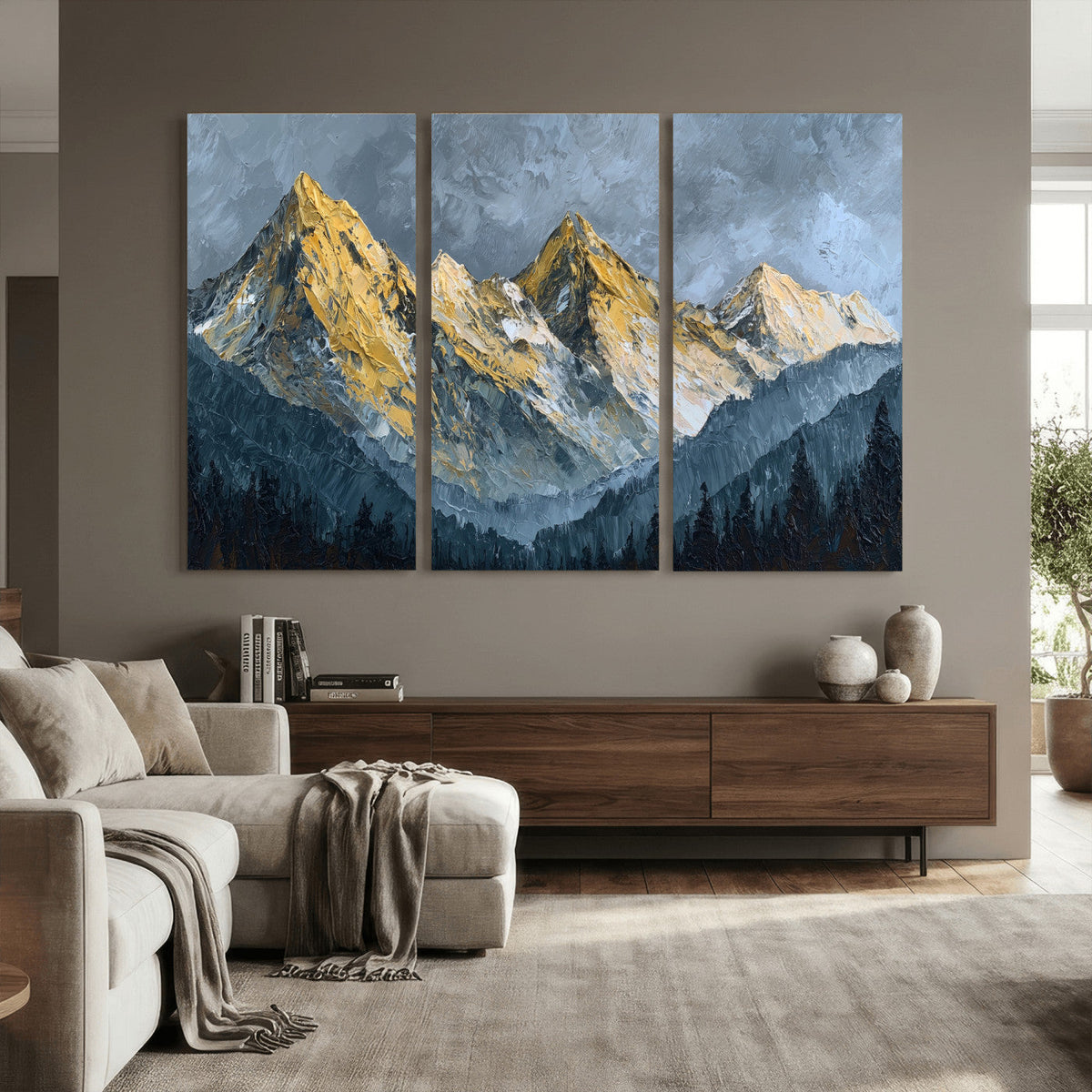 Abstract Mountain Wall Art Canvas Print Modern Landscape Painting Print