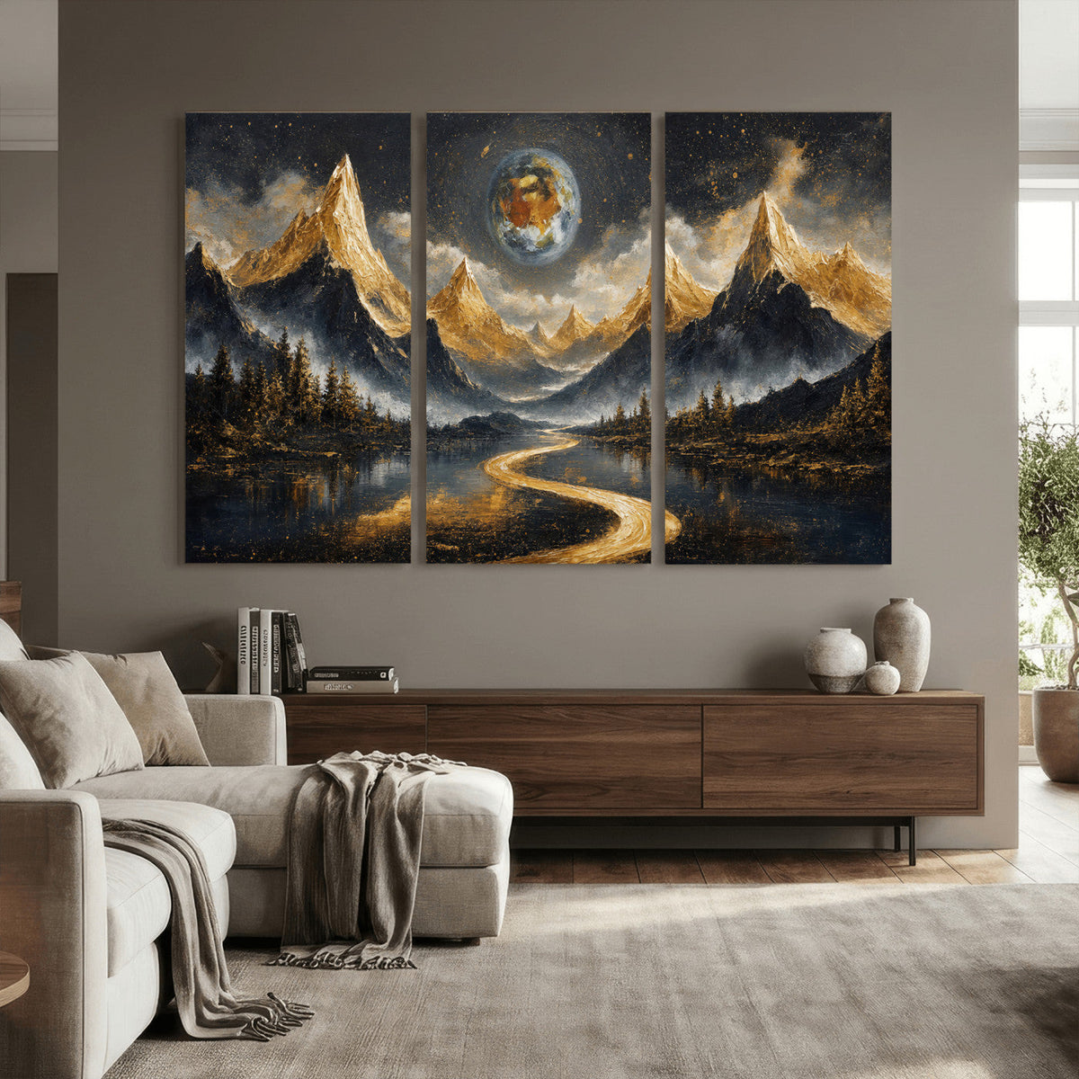 Abstract Mountain Wall Art Canvas Print Modern Landscape Painting Print