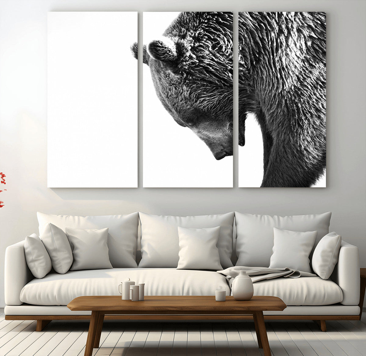 Black and White Grizzly 399 Bear Canvas Print Wall Art |