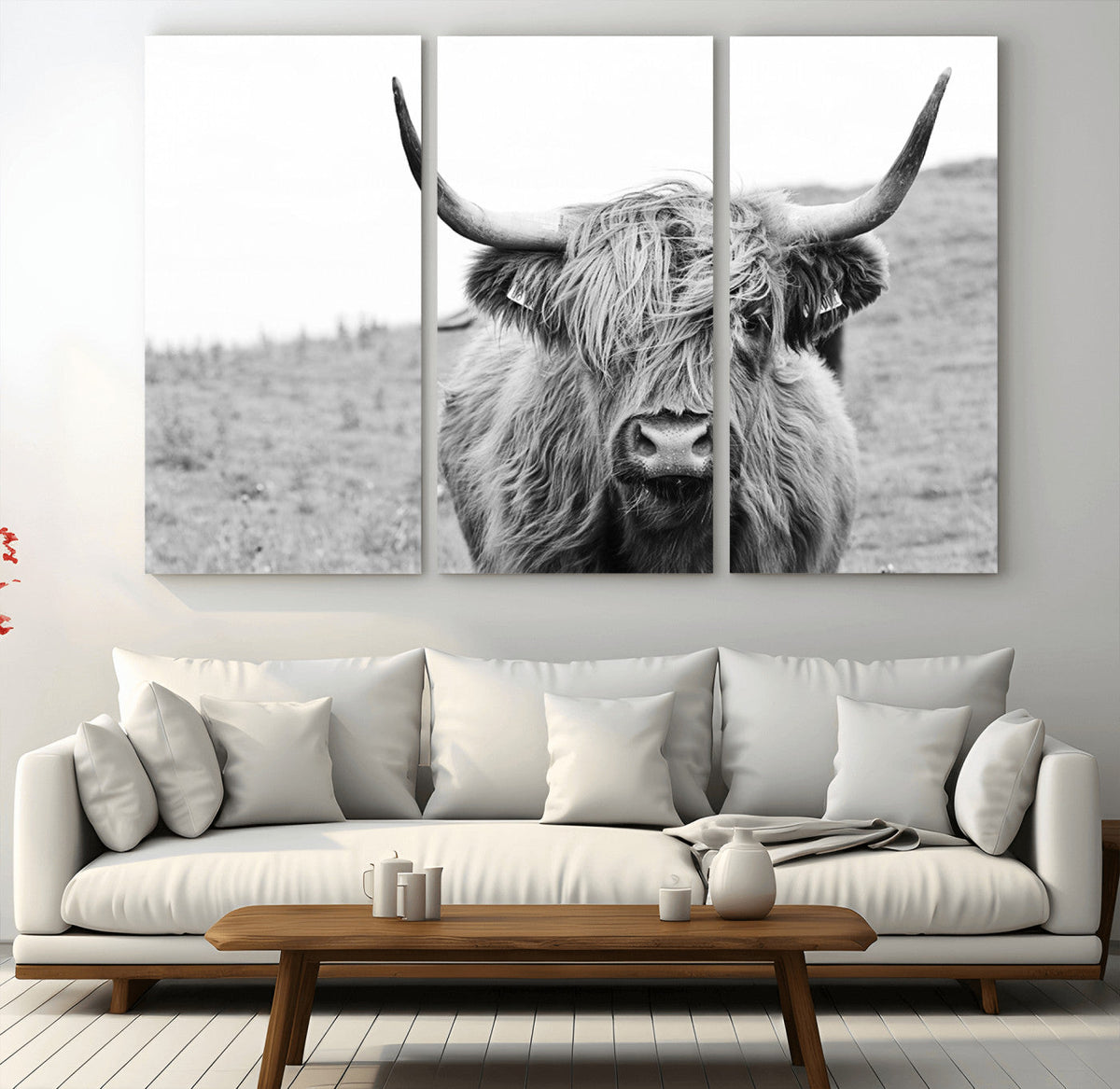 Newfoundland Cow Art Wall Art, Black White Cow Art Wall Art