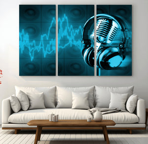 Music and Microphone Wall Art Canvas Print