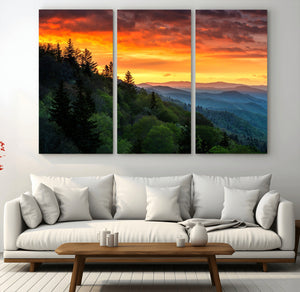 Forest Landscape Wall Art Sunset Canvas, Forest Sunset