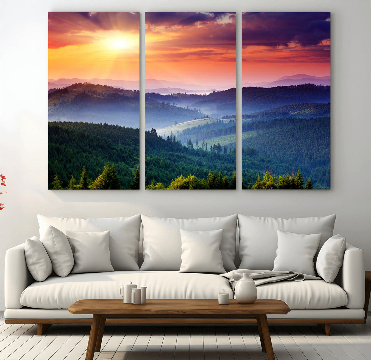 Mountain and Sunset Wall Art Canvas Print