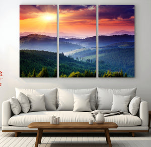 Mountain and Sunset Wall Art Canvas Print