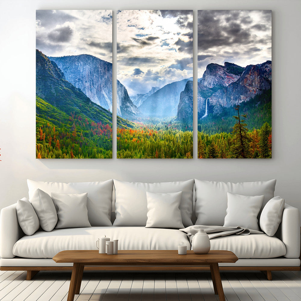 Yosemite Park Half Dome 3 Panel Canvas Print | Large Giclée