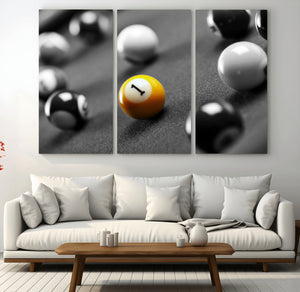 Wall Art Pool Table and Balls Canvas Print