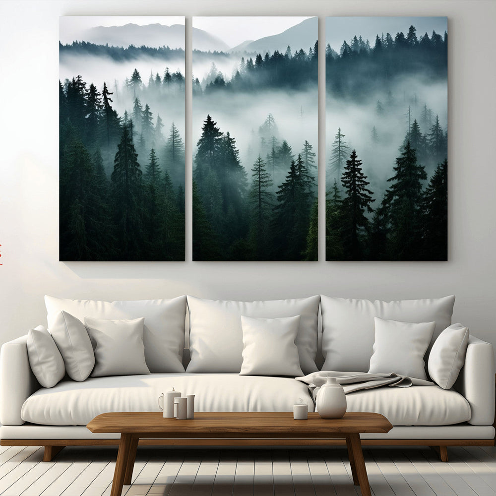 Captivating Misty Forest Wall Art Canvas, Premium Canvas