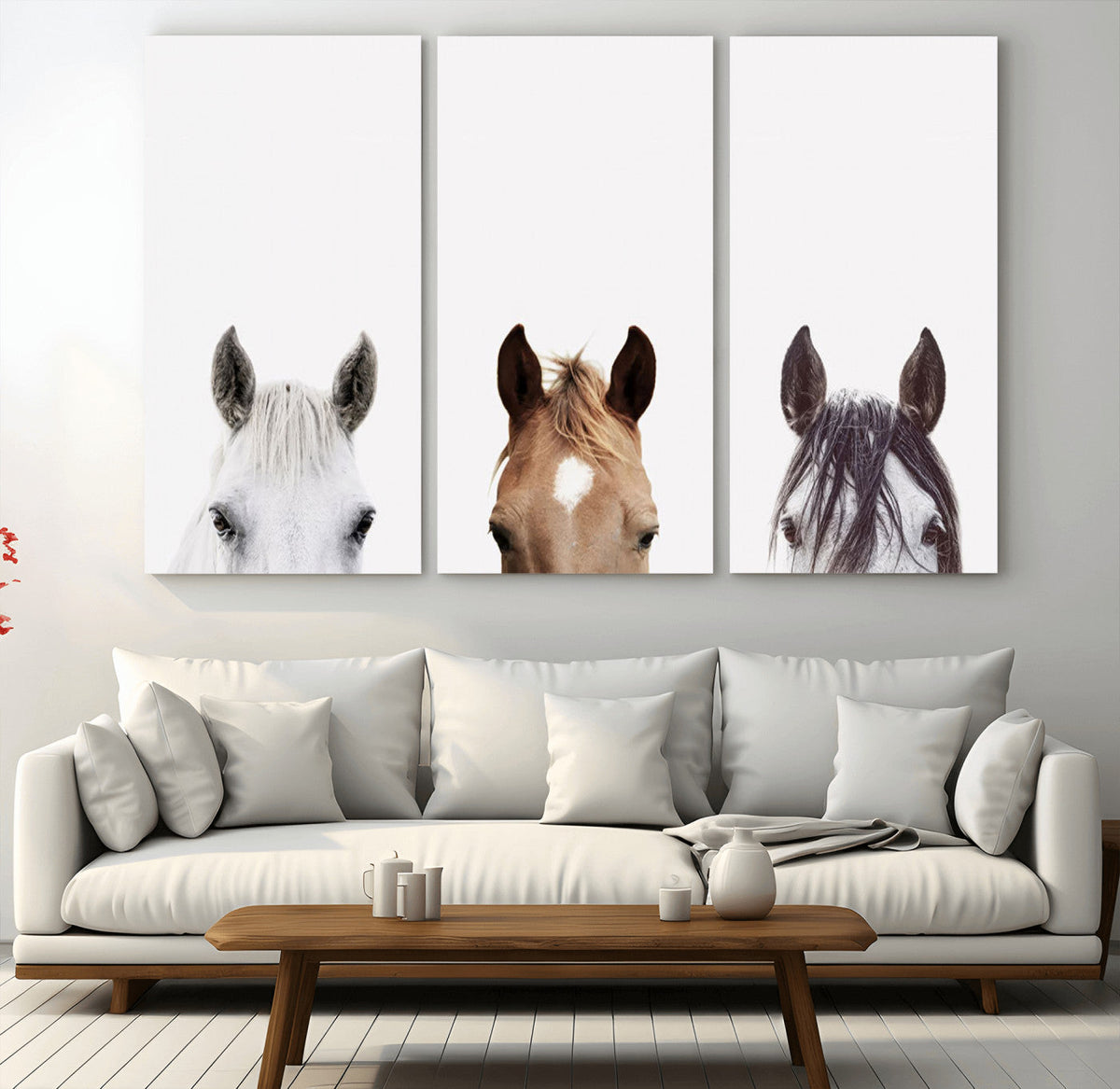 Horse Prints Set, Set of 3 Horse Wall Art, Horses Portraits,