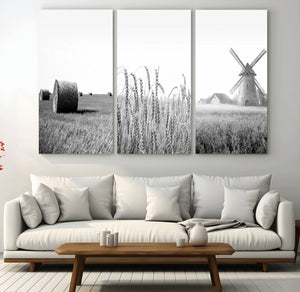 Vintage Farmhouse Black and White Triptych Wall Art – Giclee