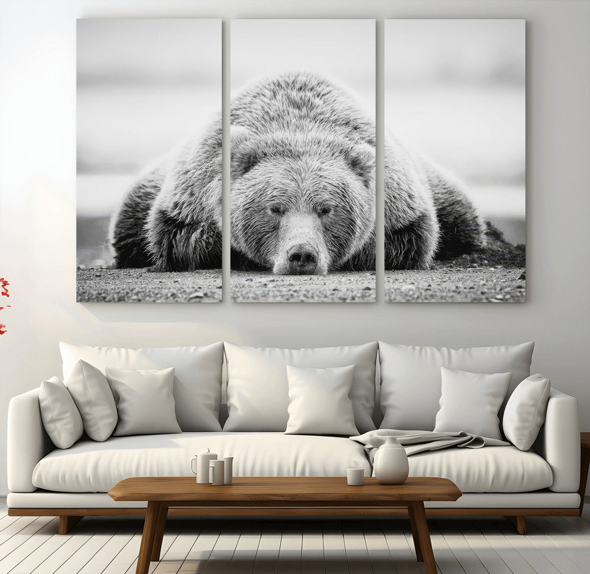 Resting Grizzly Bear Wall Art Canvas Print – Majestic Lazy