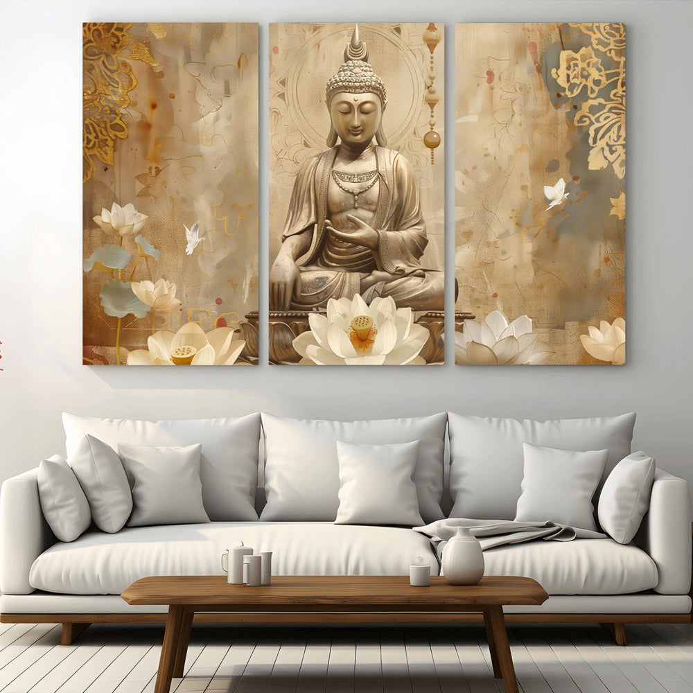 Buddha Wall Art Canvas Print, Buddha Meditation Room Decor,