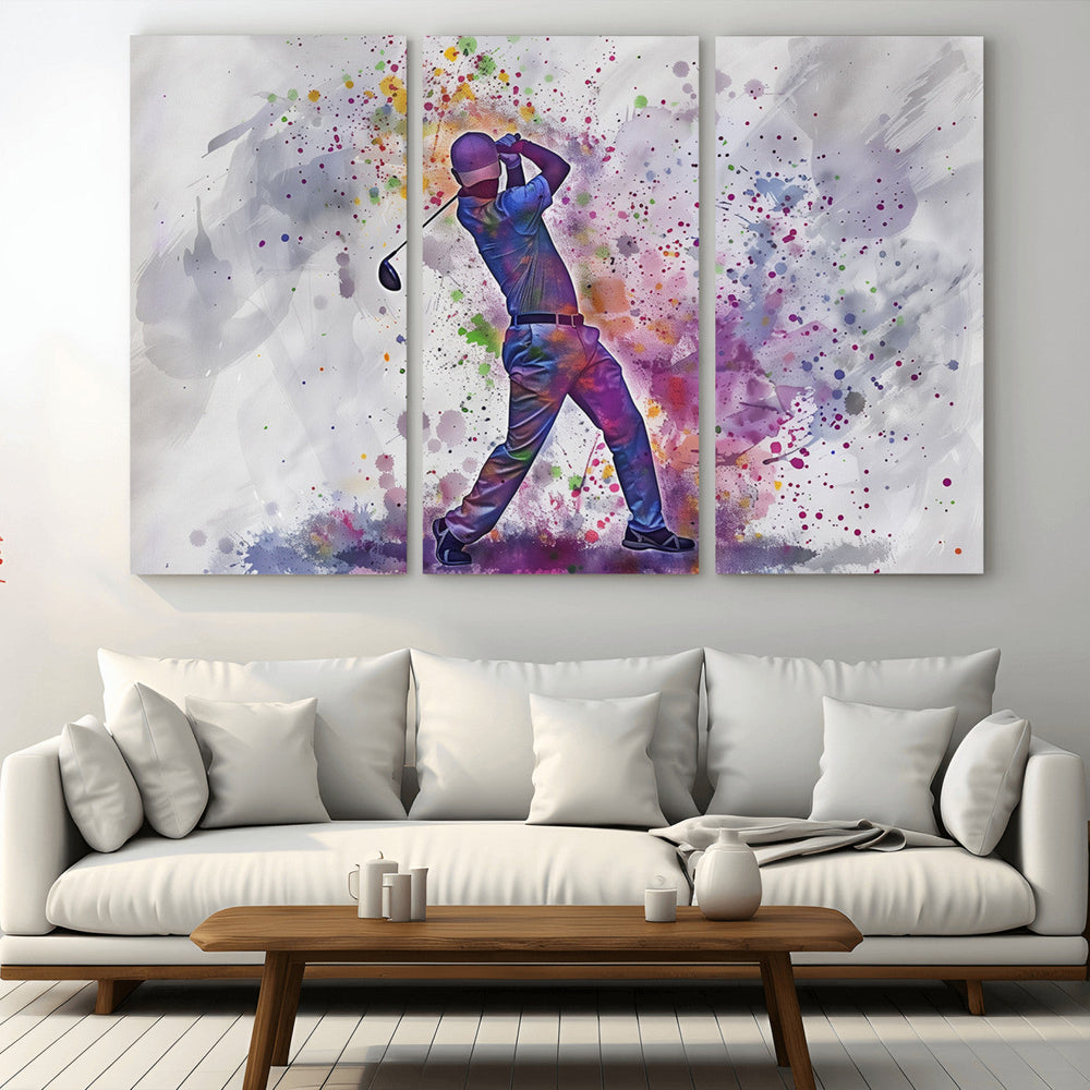Watercolor Golf Swing Wall Art Canvas Print | Vibrant