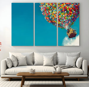 Carl Fredricksen, Up Movie Wall Art, Colorful Balloon House