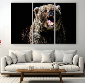 Grizzly Bear Canvas Print | Wildlife Wall Art for Cabin