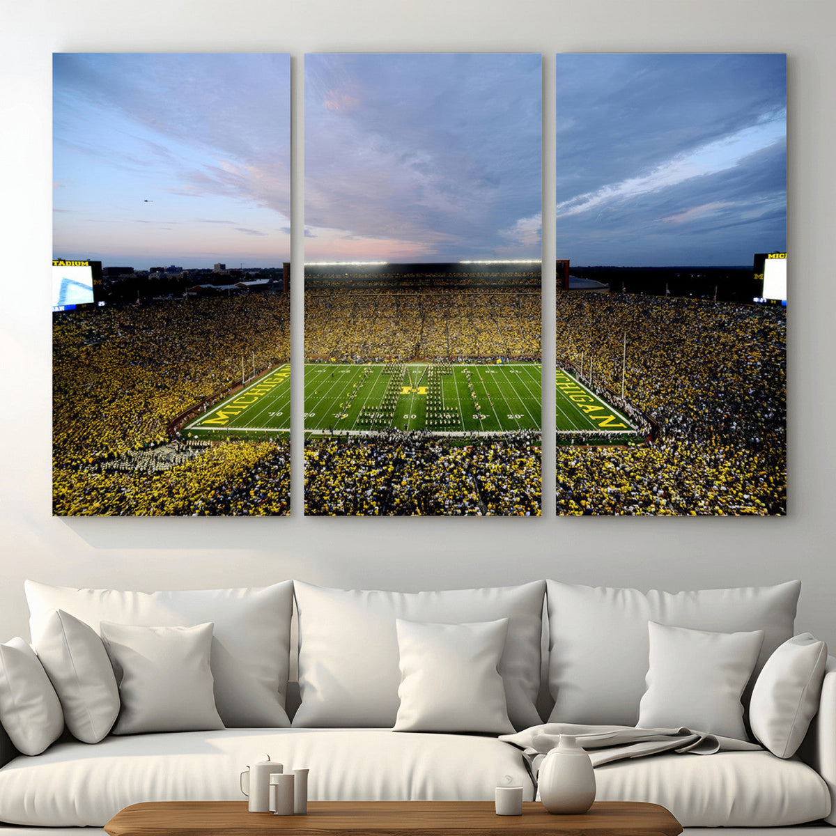 Michigan Stadium Wall Art Canvas Print, Vibrant Game Day