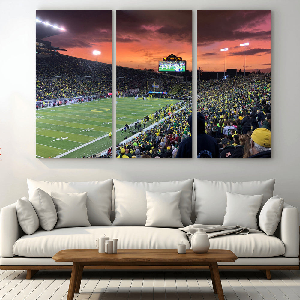 Eugene Autzen Stadium Canvas Wall Art Print – Sunset Over